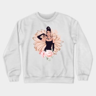 Audrey Hepburn T-Shirt Sticker Flowers Illustration Hoodie Notebook T-Shirt Crewneck Sweatshirt